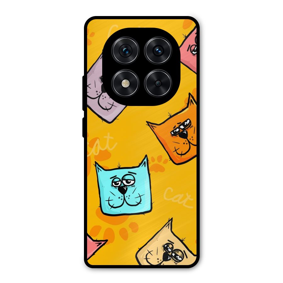 Cute Cat Pattern Metal Back Case for Redmi Note 14 Pro 5G
