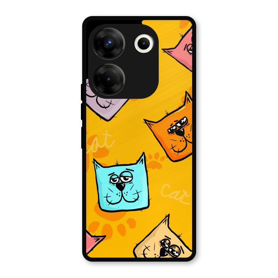 Cute Cat Pattern Metal Back Case for Tecno Camon 20