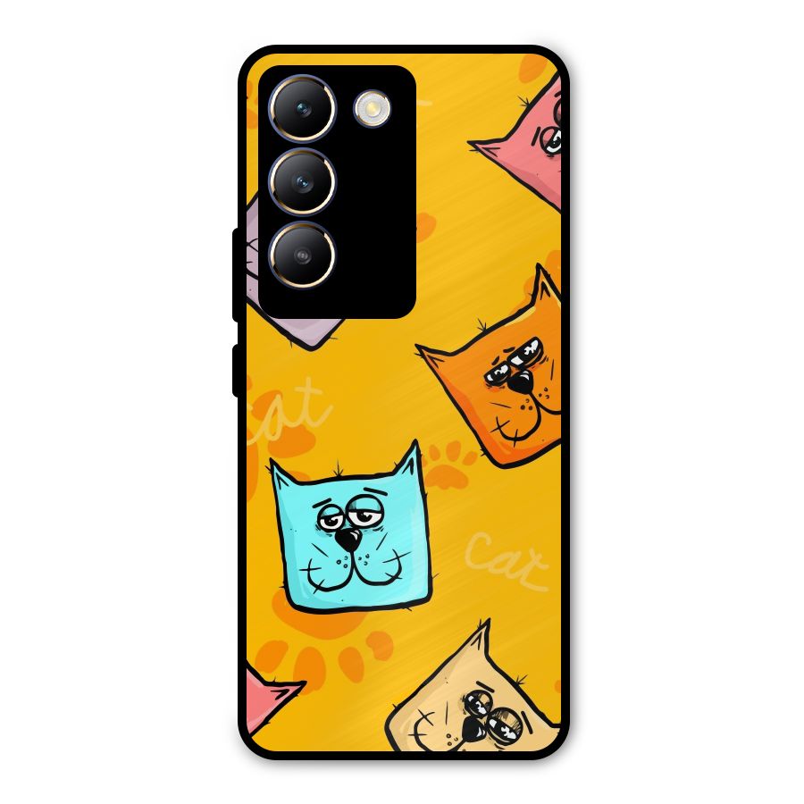 Cute Cat Pattern Metal Back Case for Vivo T3 5G