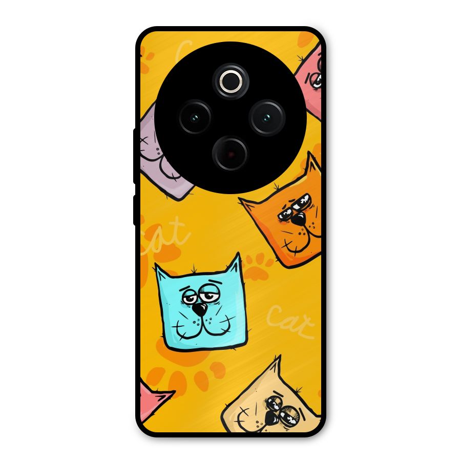 Cute Cat Pattern Metal Back Case for Vivo T4