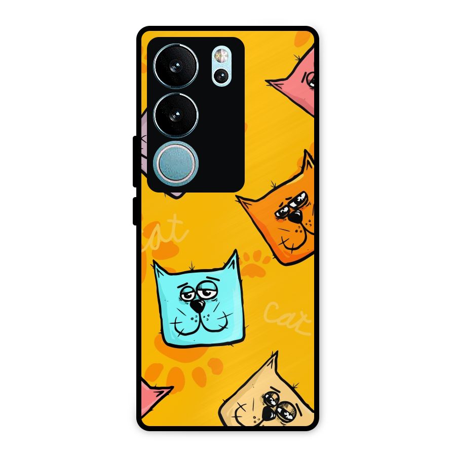 Cute Cat Pattern Metal Back Case for Vivo V29