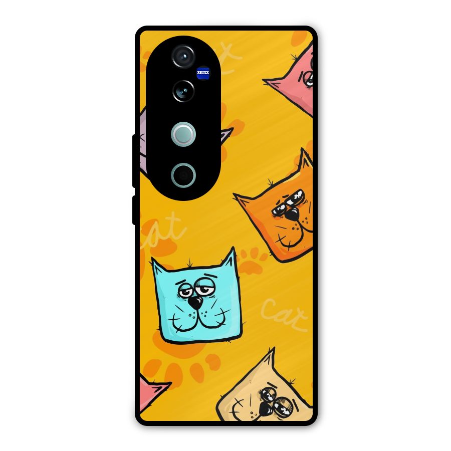 Cute Cat Pattern Metal Back Case for Vivo V40