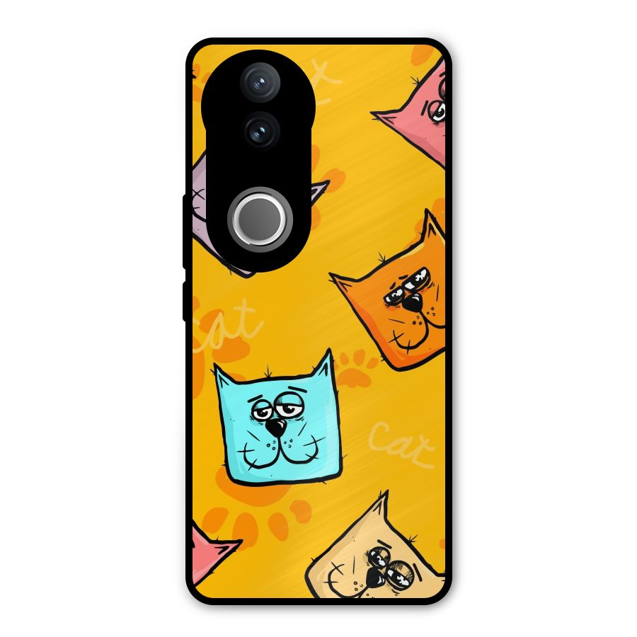 Cute Cat Pattern Metal Back Case for Vivo V50e