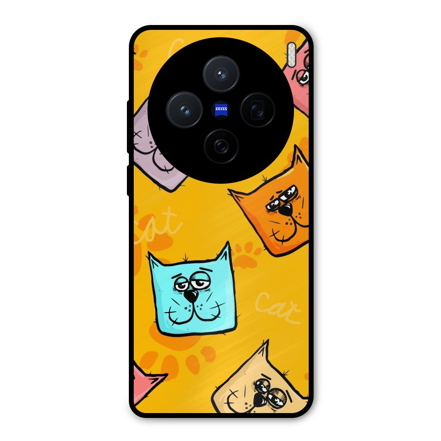 Cute Cat Pattern Metal Back Case for Vivo X200