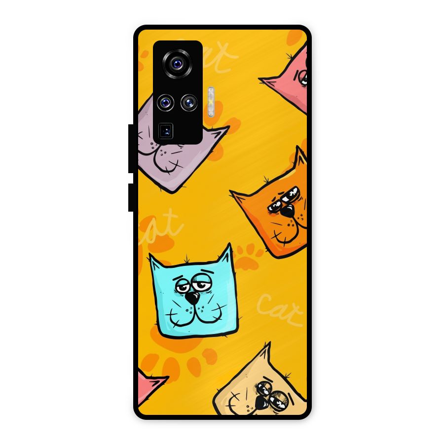 Cute Cat Pattern Metal Back Case for Vivo X50 Pro
