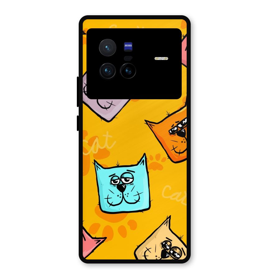 Cute Cat Pattern Metal Back Case for Vivo X80