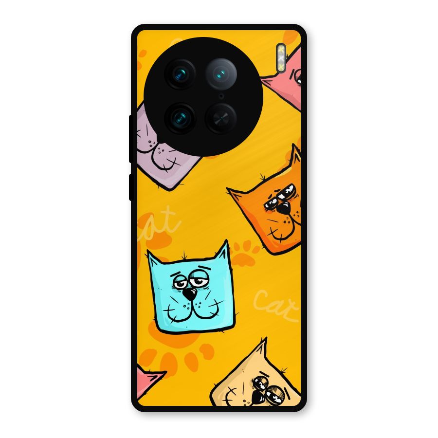 Cute Cat Pattern Metal Back Case for Vivo X90 Pro