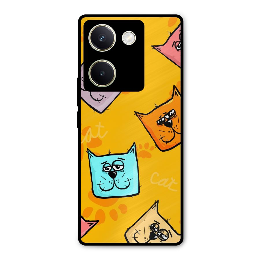 Cute Cat Pattern Metal Back Case for Vivo Y200 Pro