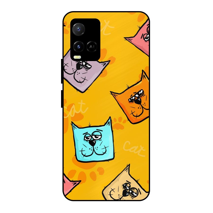 Cute Cat Pattern Metal Back Case for Vivo Y21A