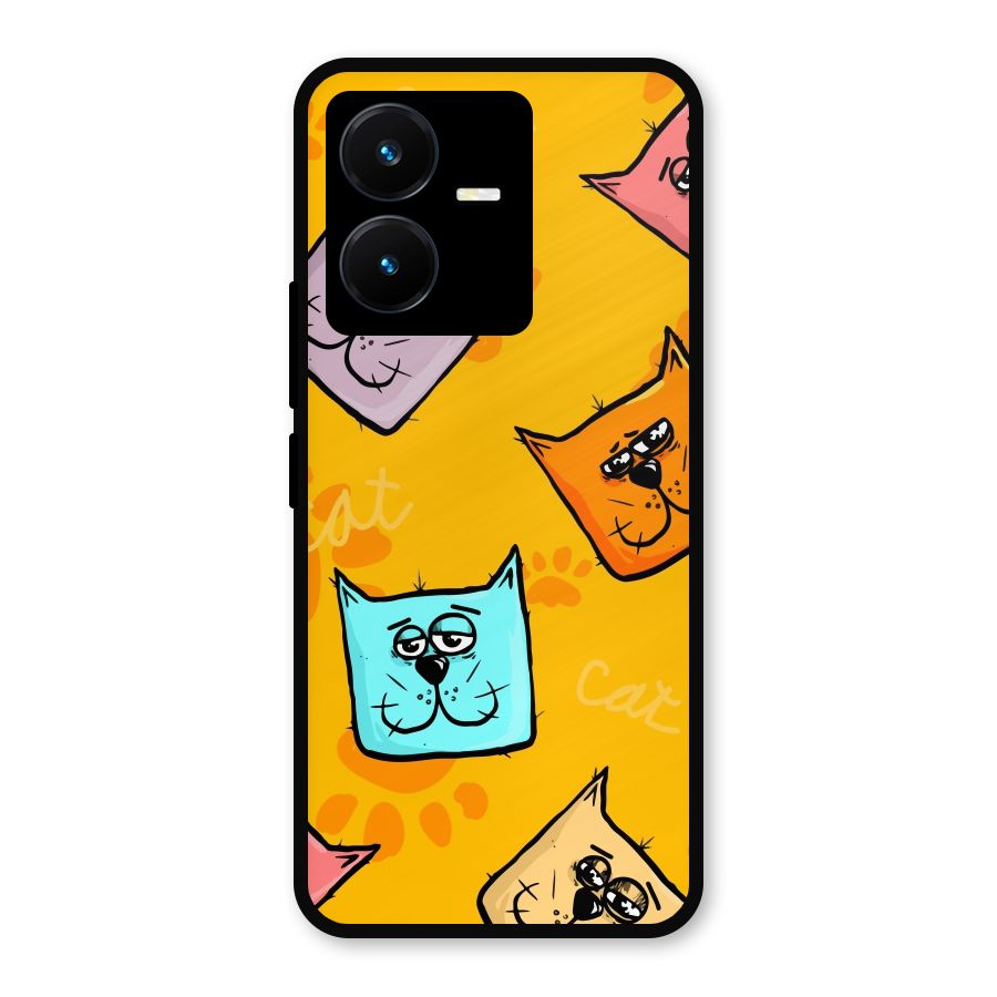 Cute Cat Pattern Metal Back Case for Vivo Y22