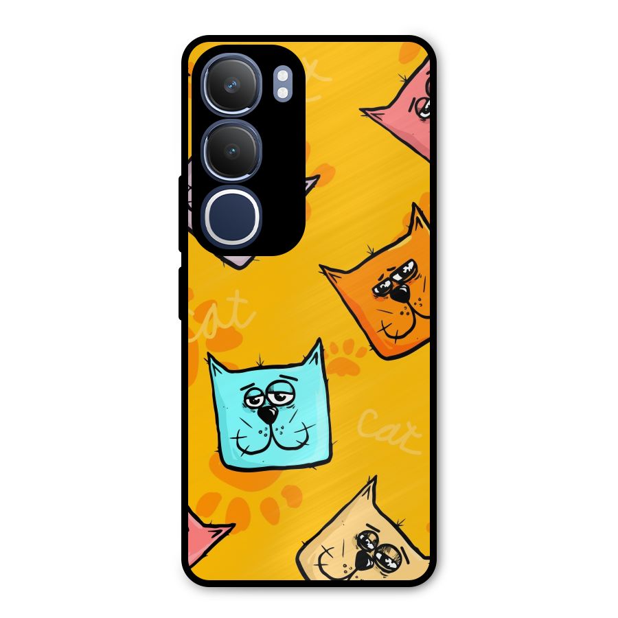 Cute Cat Pattern Metal Back Case for Vivo Y29