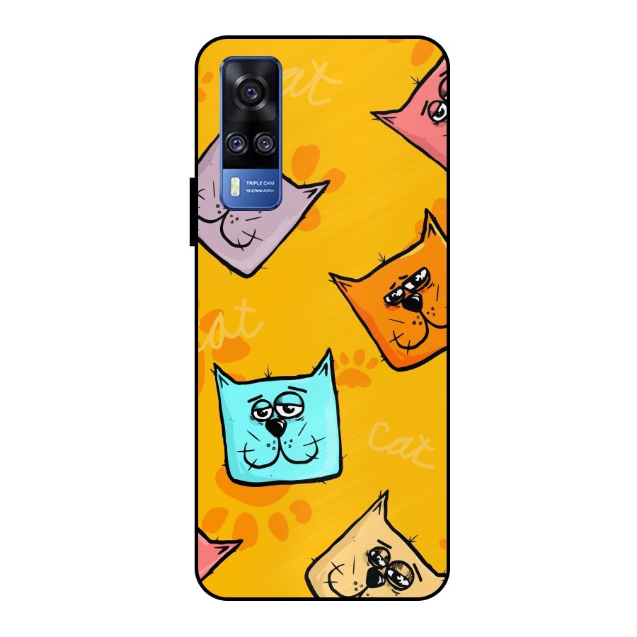 Cute Cat Pattern Metal Back Case for Vivo Y51