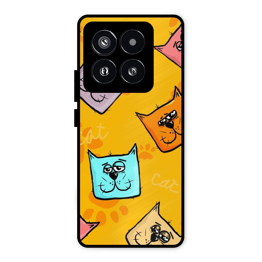 Cute Cat Pattern Metal Back Case for Xiaomi 14 Pro