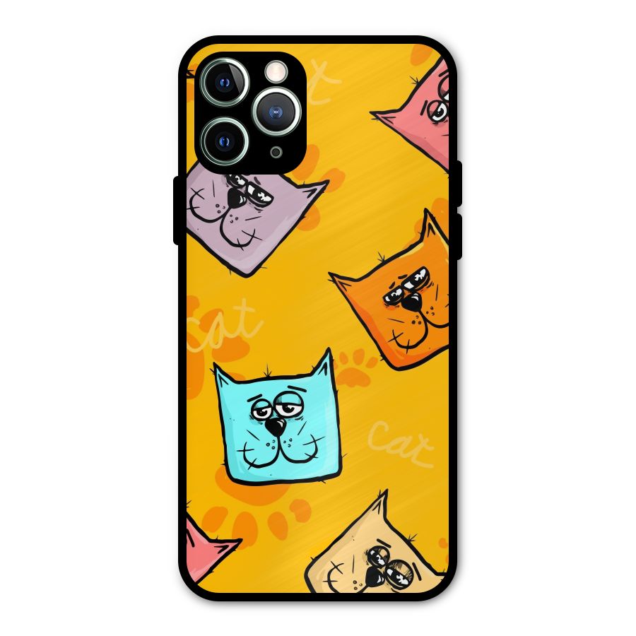 Cute Cat Pattern Metal Back Case for iPhone 11 Pro Max