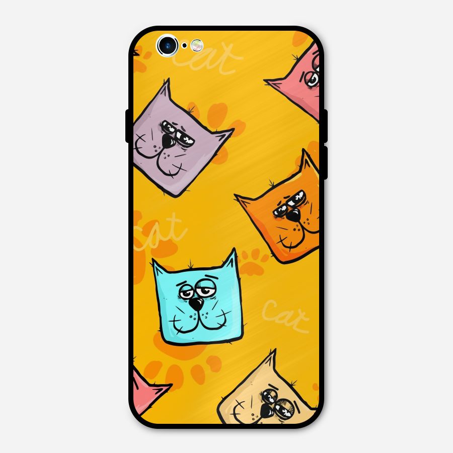 Cute Cat Pattern Metal Back Case for iPhone 6 6s