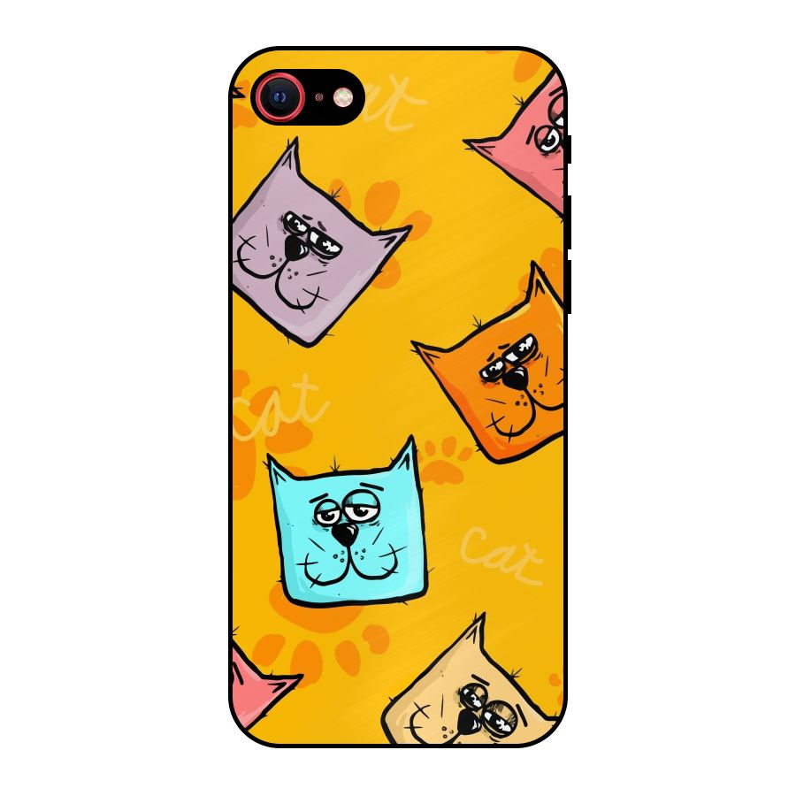 Cute Cat Pattern Metal Back Case for iPhone 7