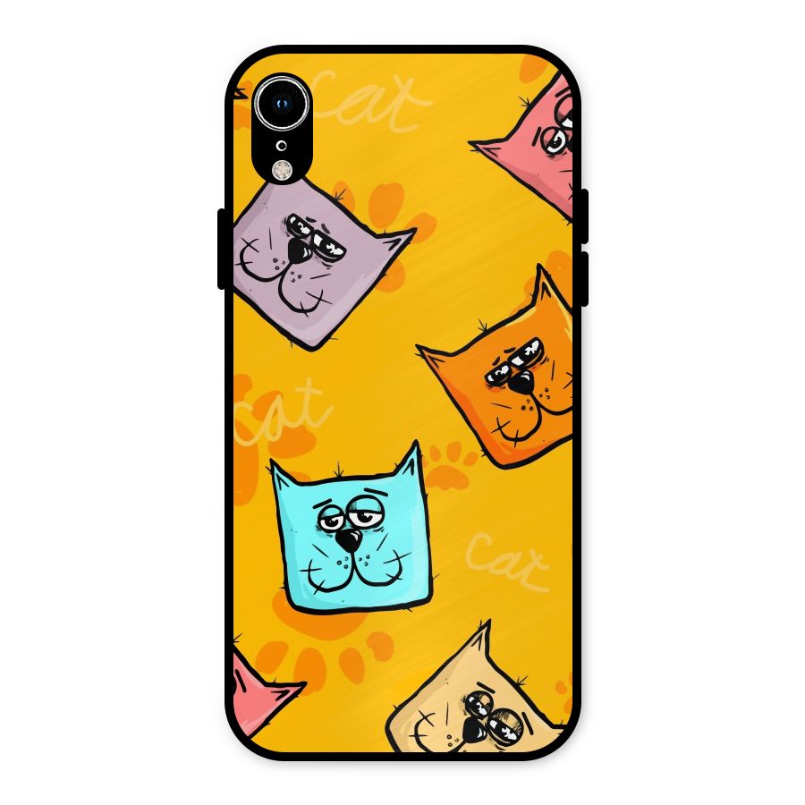 Cute Cat Pattern Metal Back Case for iPhone XR