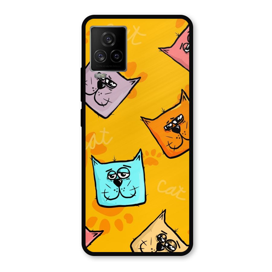 Cute Cat Pattern Metal Back Case for iQOO 7 Legend 5G