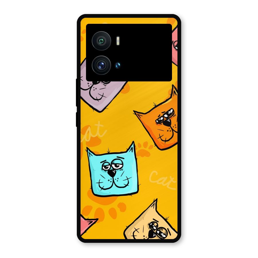 Cute Cat Pattern Metal Back Case for iQOO 9 Pro