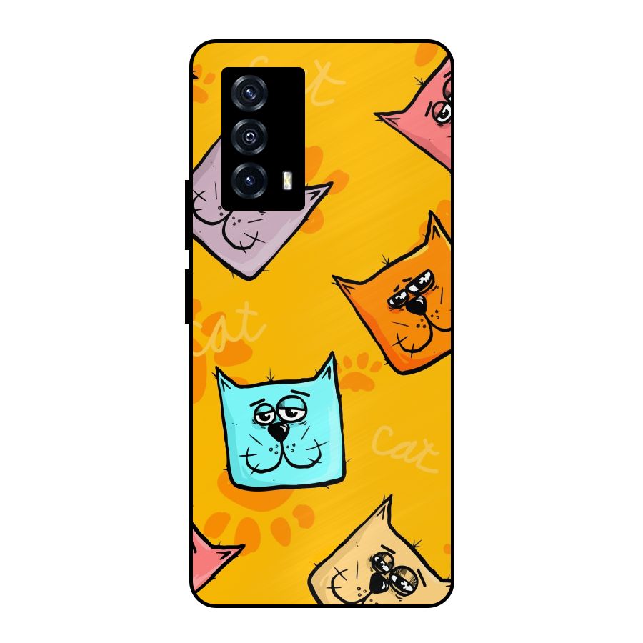 Cute Cat Pattern Metal Back Case for iQOO Z5