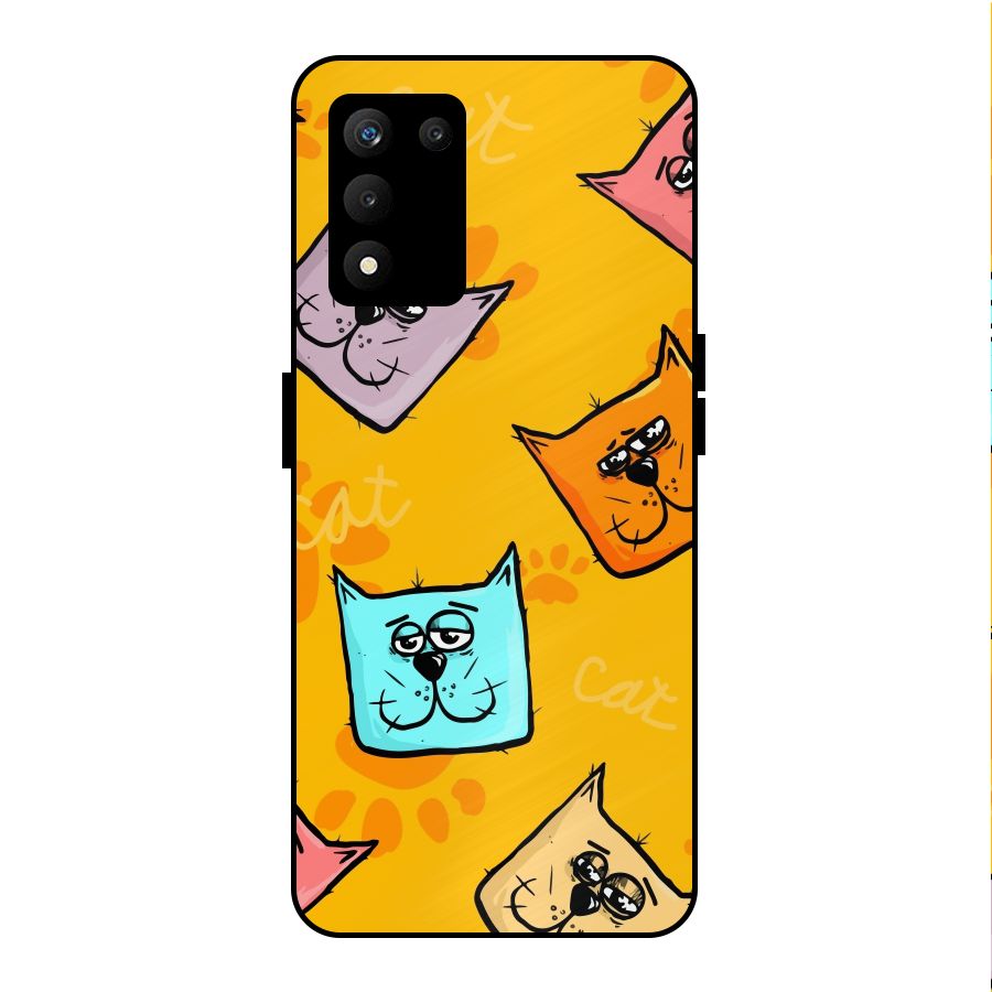 Cute Cat Pattern Metal Back Case for realme 9 5G SE