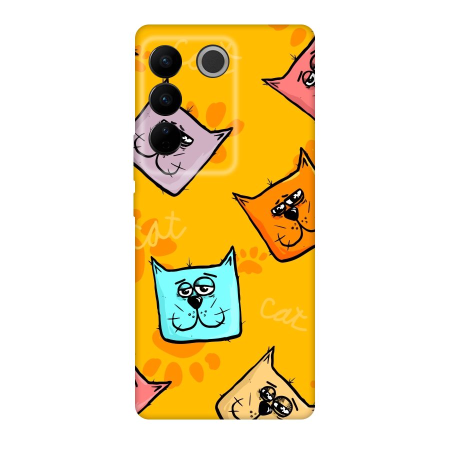 Cute Cat Pattern Original Polycarbonate Back Case for Vivo V27