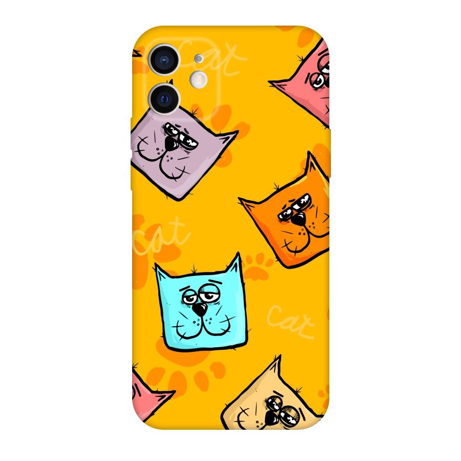 Cute Cat Pattern Original Polycarbonate Back Case for iPhone 12