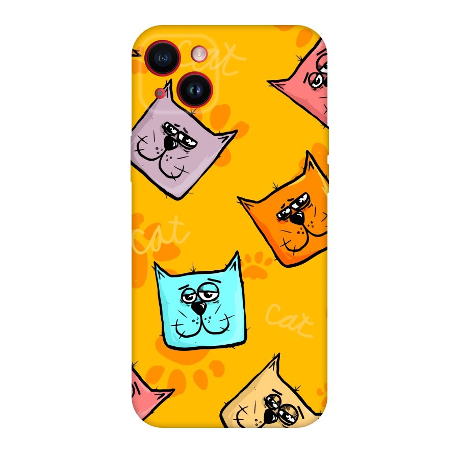 Cute Cat Pattern Original Polycarbonate Back Case for iPhone 14 Plus