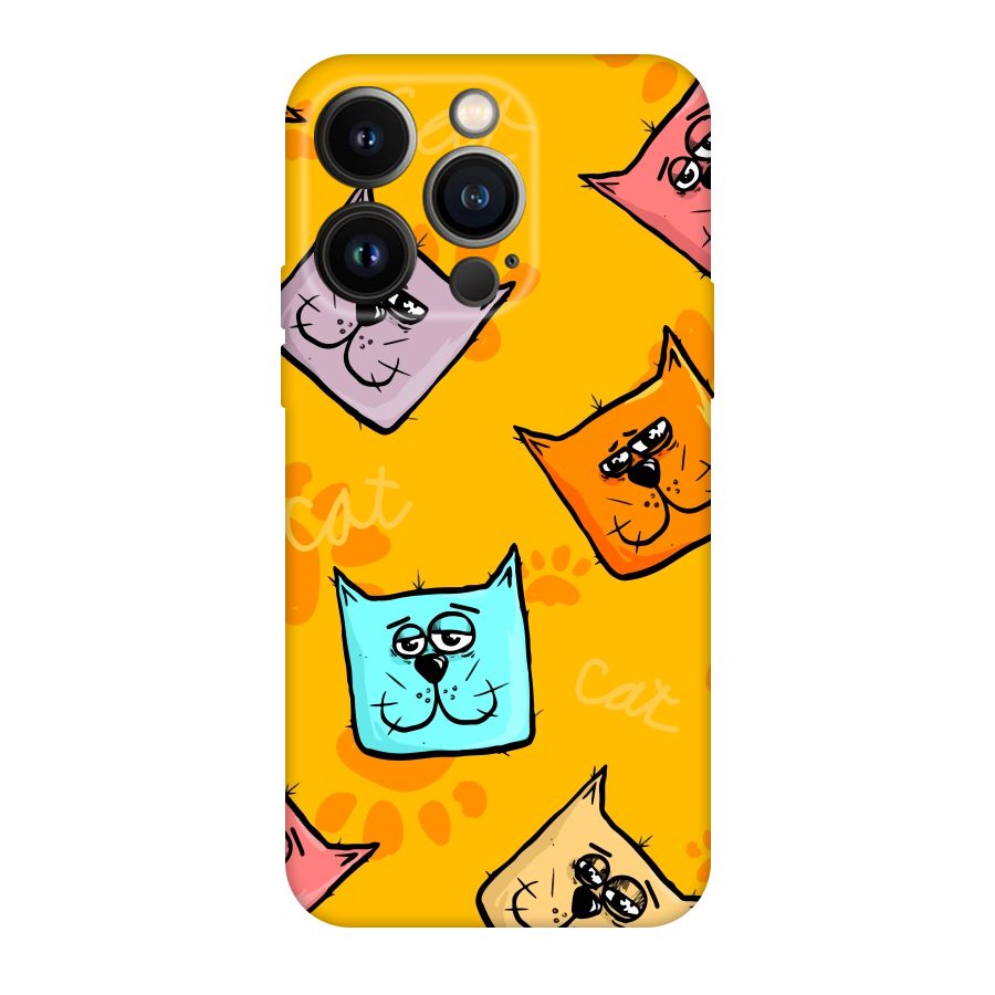Cute Cat Pattern Original Polycarbonate Back Case for iPhone 14 Pro