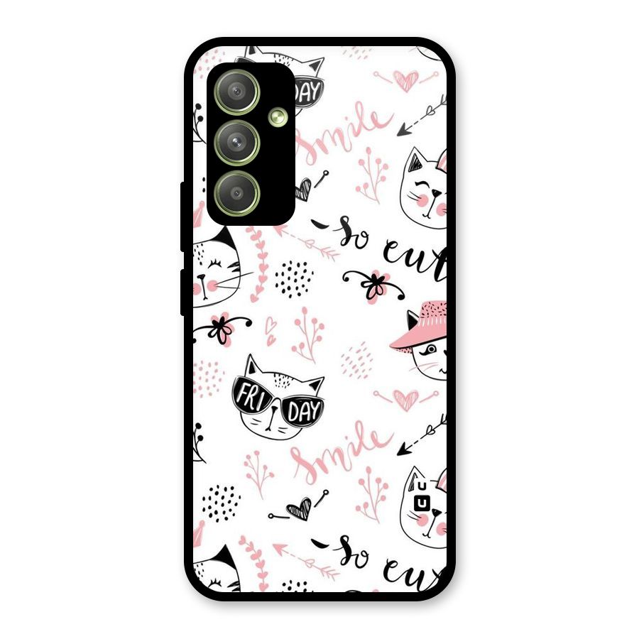 Cute Cat Swag Glass Back Case for Galaxy A54