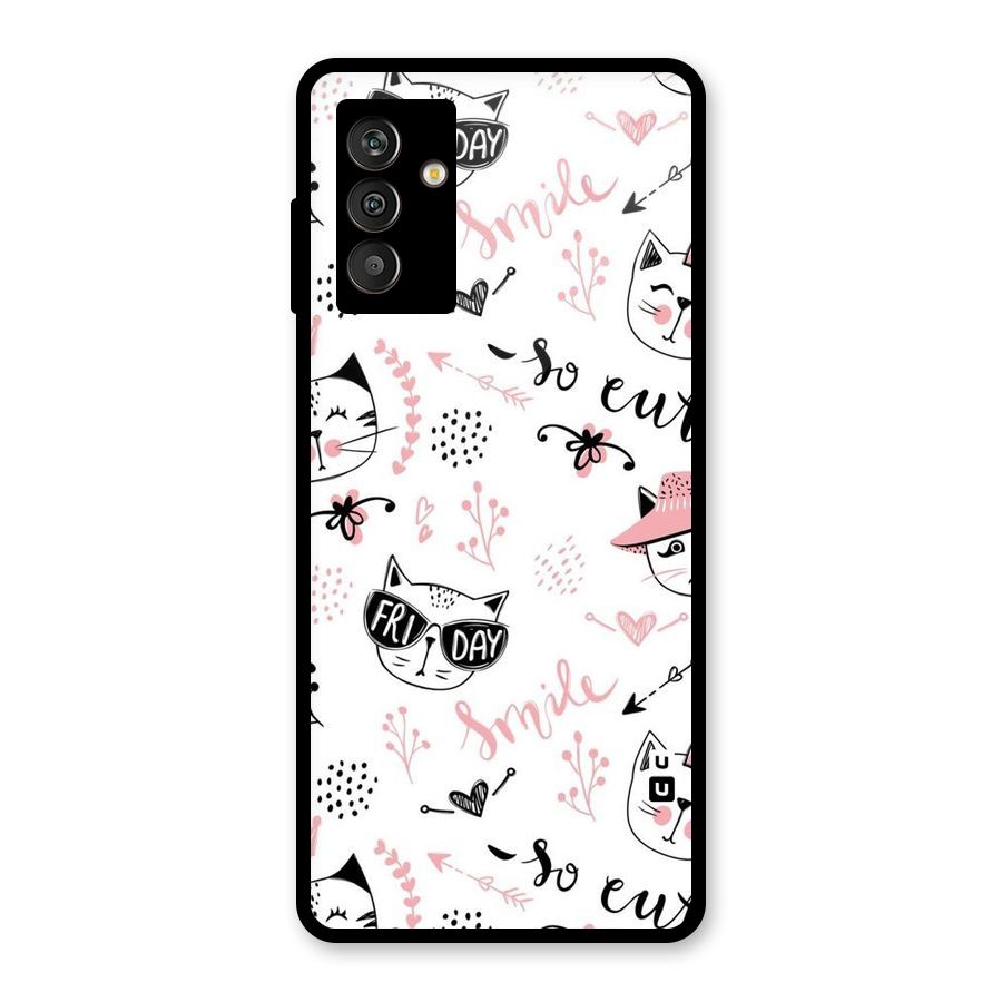 Cute Cat Swag Glass Back Case for Galaxy M13
