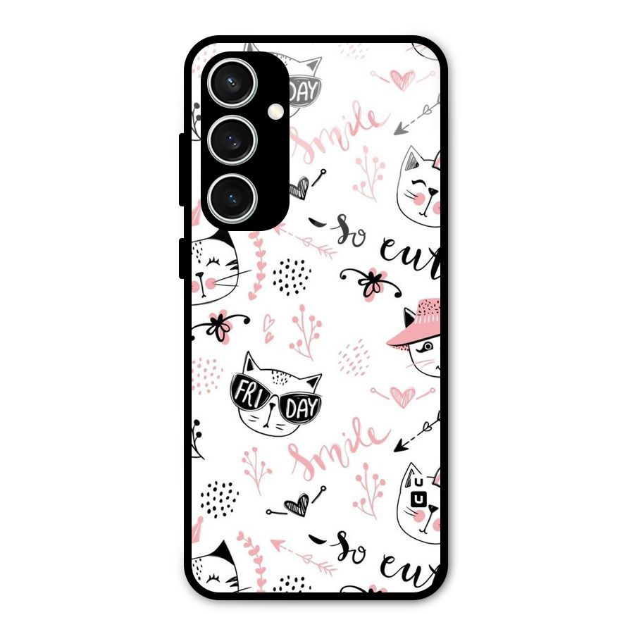 Cute Cat Swag Glass Back Case for Galaxy S23 FE