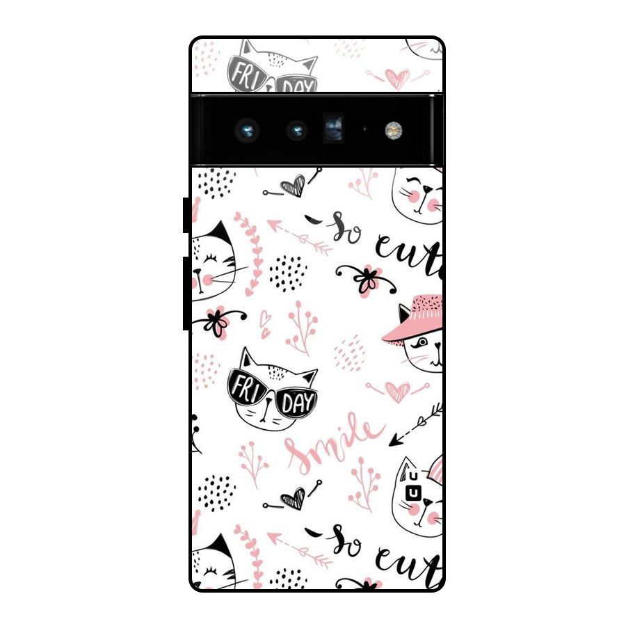 Cute Cat Swag Glass Back Case for Google Pixel 6 Pro