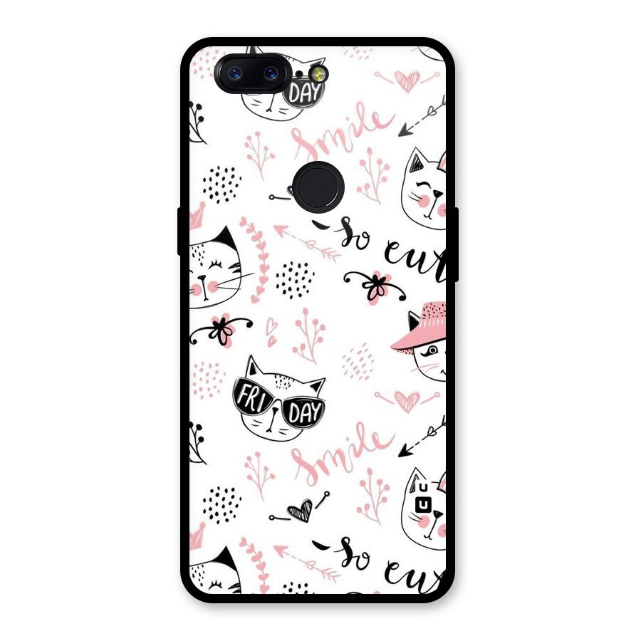 Cute Cat Swag Glass Back Case for OnePlus 5T