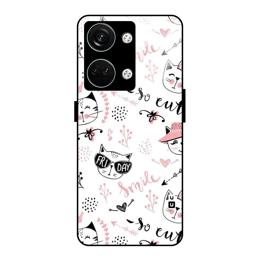 Cute Cat Swag Glass Back Case for Oneplus Nord 3