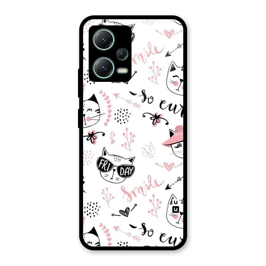 Cute Cat Swag Glass Back Case for Poco X5