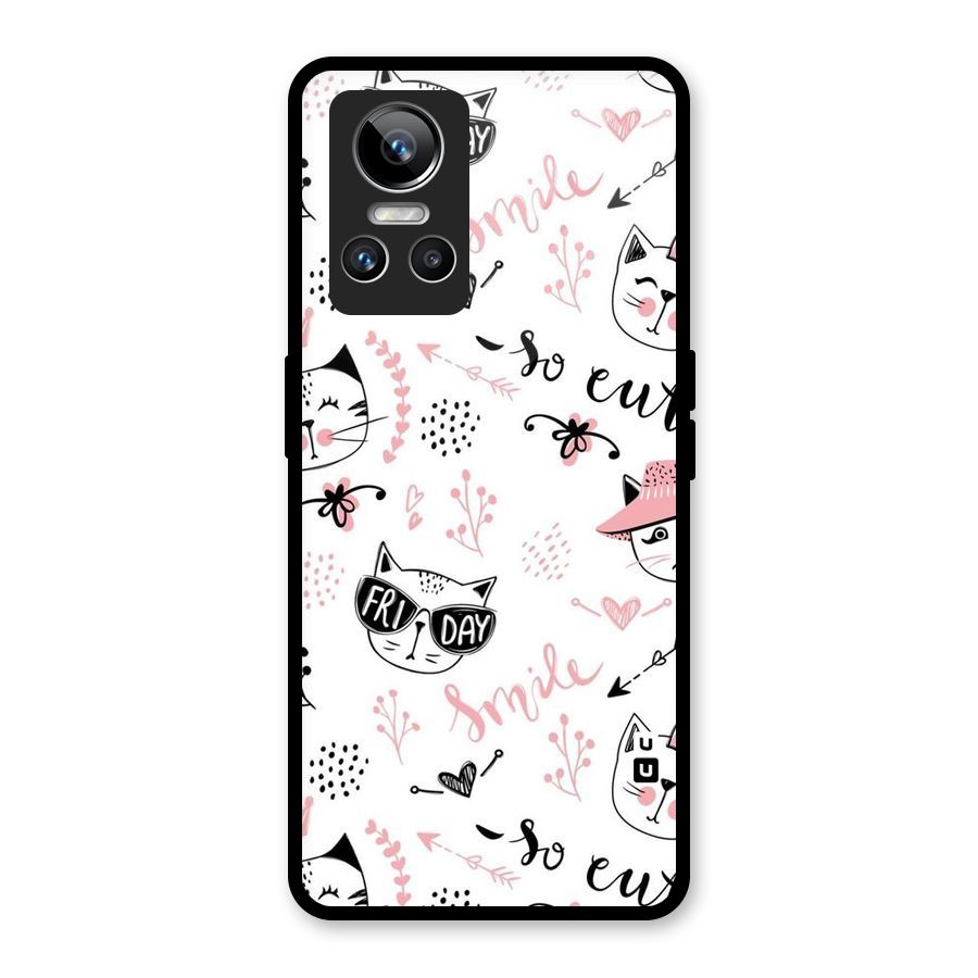 Cute Cat Swag Glass Back Case for Realme GT Neo 3
