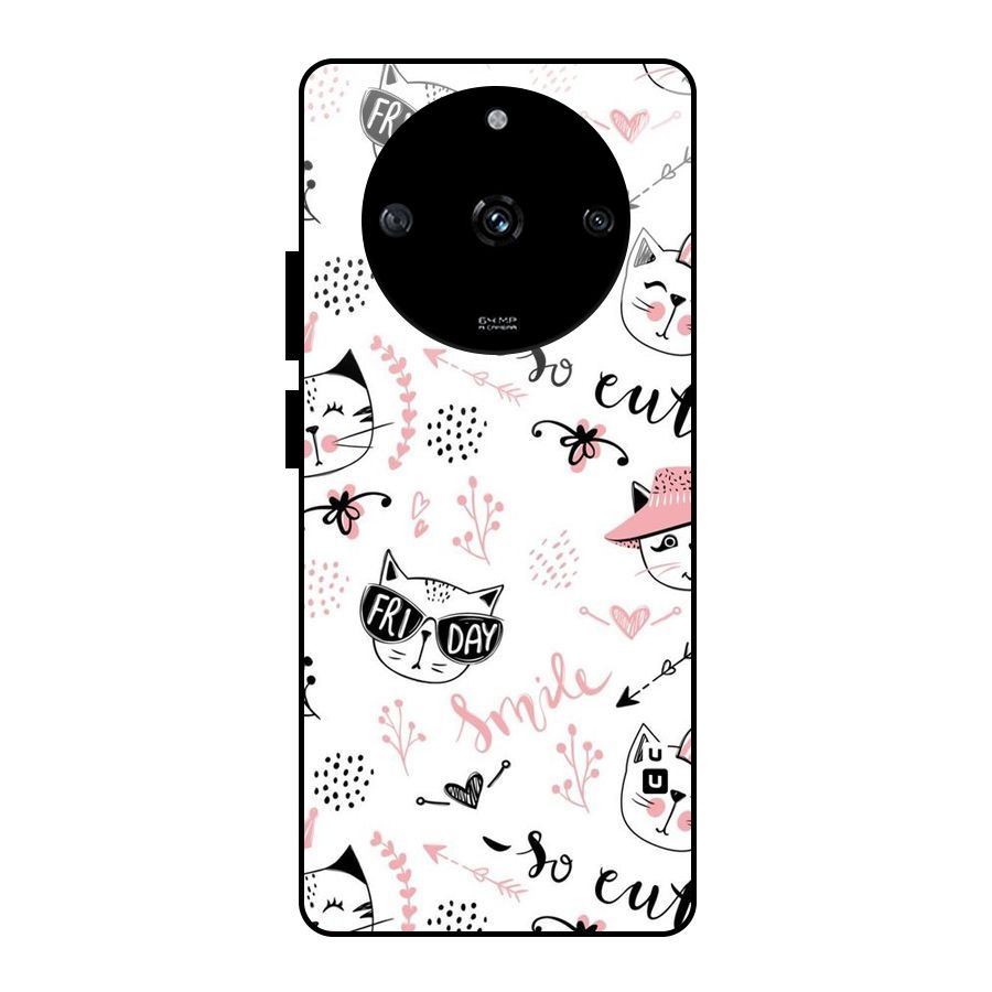 Cute Cat Swag Glass Back Case for Realme Narzo 60 5G