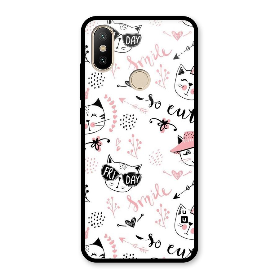 Cute Cat Swag Glass Back Case for Redmi A2