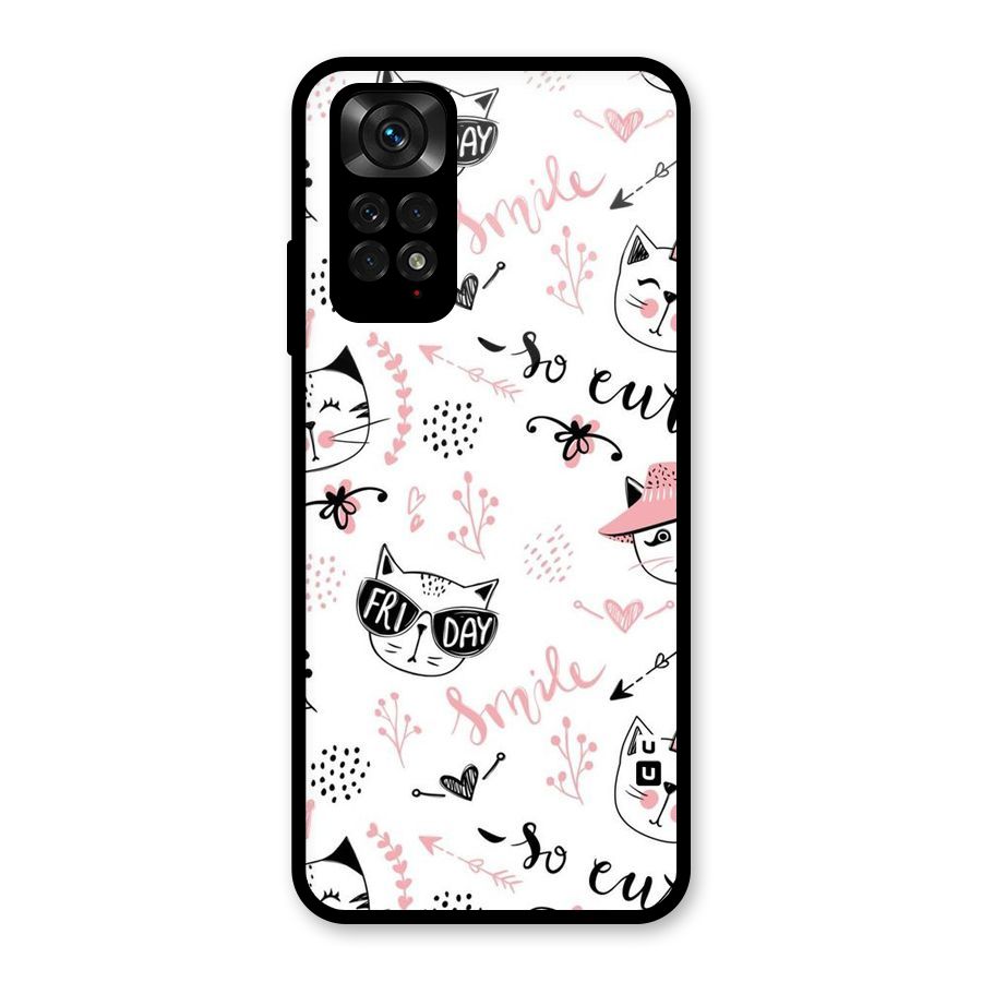 Cute Cat Swag Glass Back Case for Redmi Note 11S