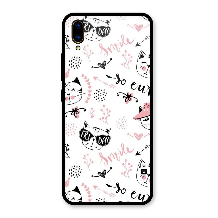 Cute Cat Swag Glass Back Case for Vivo V11 Pro