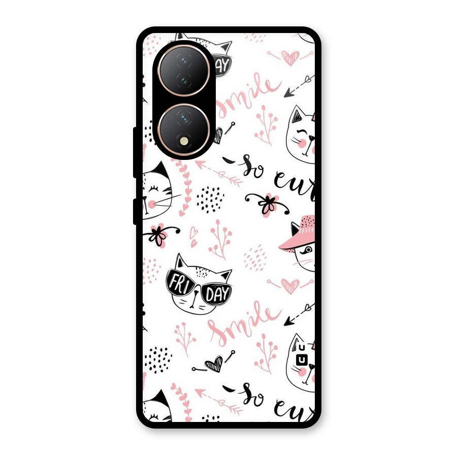 Cute Cat Swag Glass Back Case for Vivo Y100
