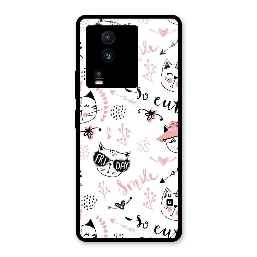 Cute Cat Swag Glass Back Case for Vivo iQOO Neo 7