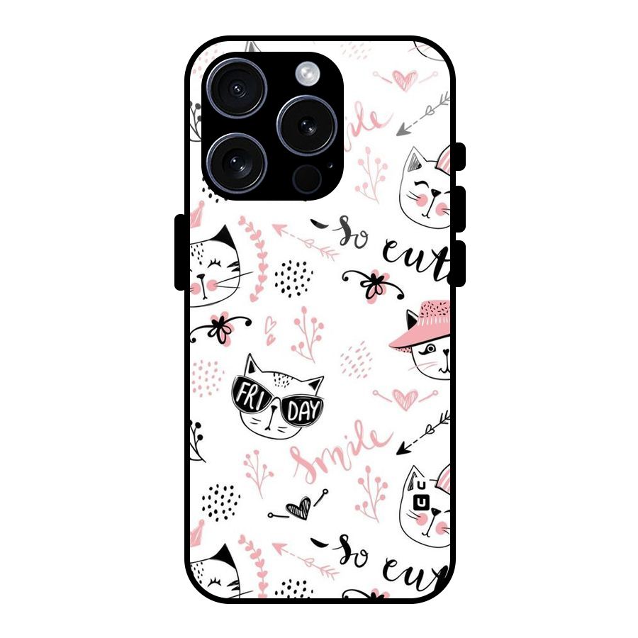 Cute Cat Swag Glass Back Case for iPhone 15 Pro