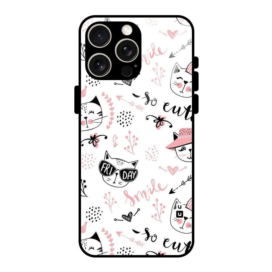 Cute Cat Swag Glass Back Case for iPhone 15 Pro Max