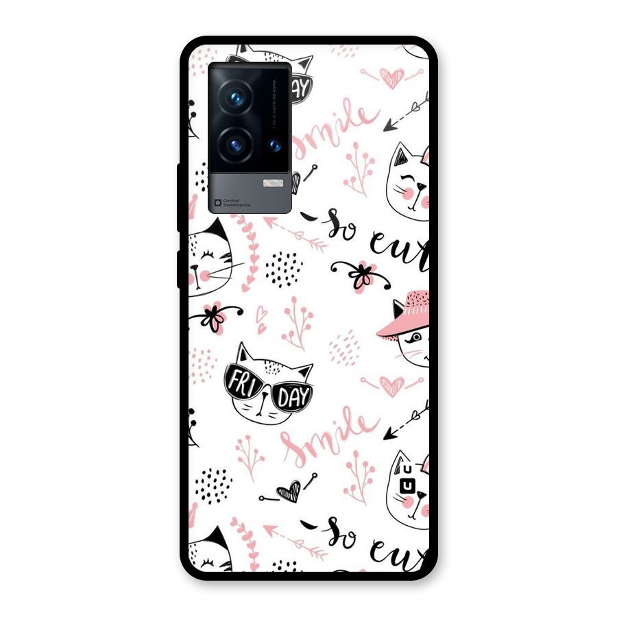 Cute Cat Swag Glass Back Case for iQOO 9 5G