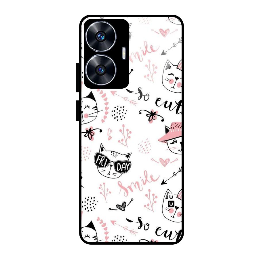 Cute Cat Swag Glass Back Case for realme C55