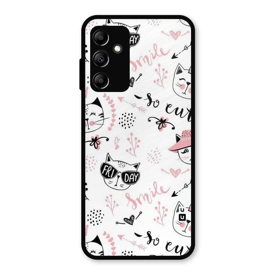 Cute Cat Swag Metal Back Case for Galaxy A14 5G