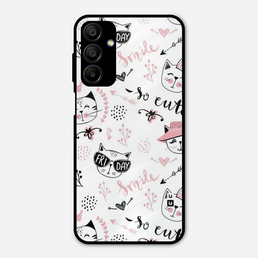 Cute Cat Swag Metal Back Case for Galaxy A15 5G