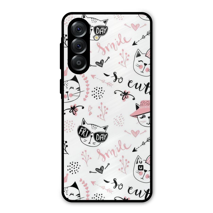 Cute Cat Swag Metal Back Case for Galaxy A36